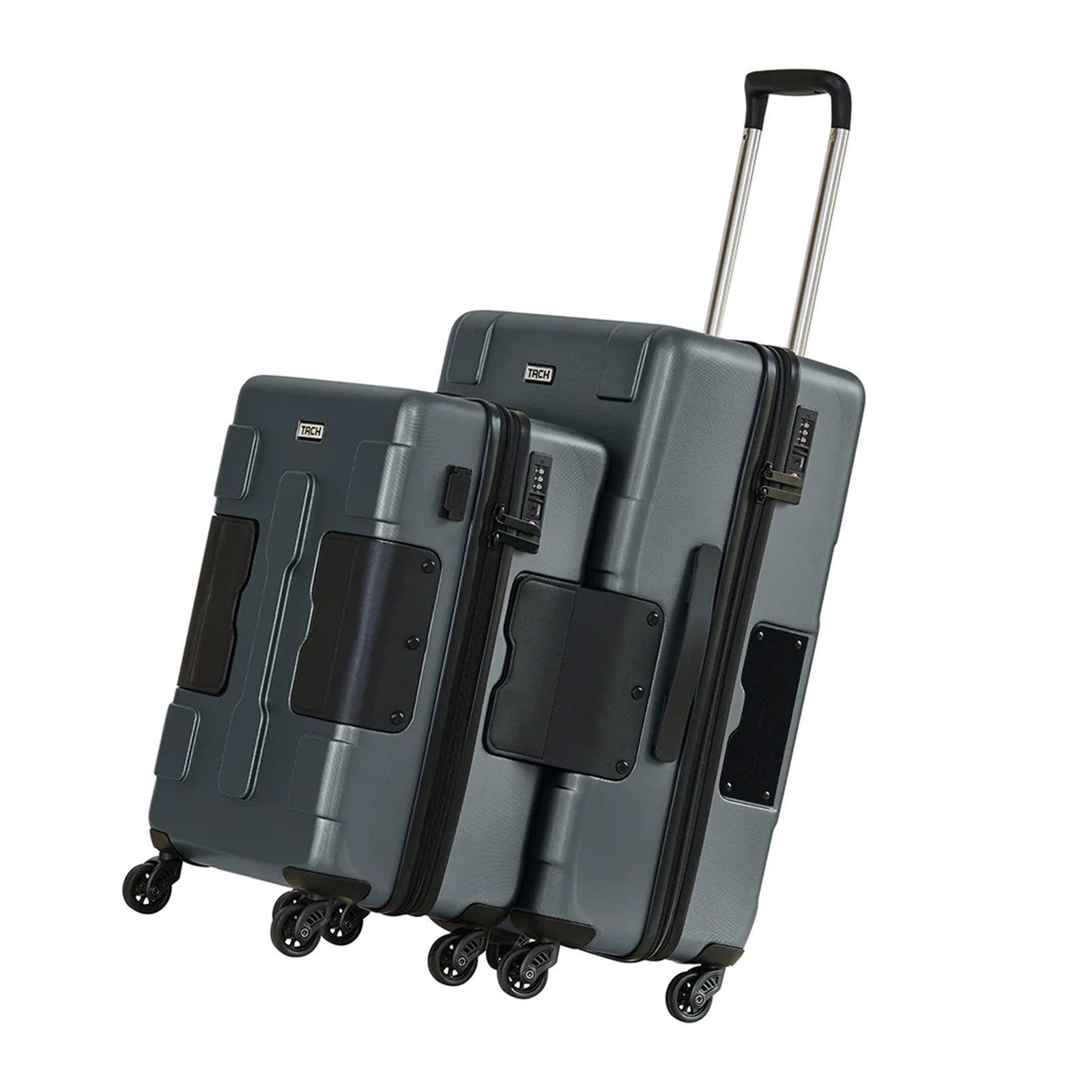 TACH V3 Connectable 2 Piece Hard Shell Suitcase Luggage Set with Spinners, Grey - VMInnovations