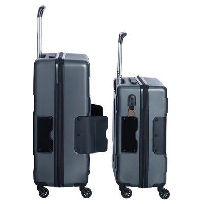 TACH Connectable 2pc Hard Shell Suitcase Luggage Set w/Spinners, Grey (Open Box) - VMInnovations