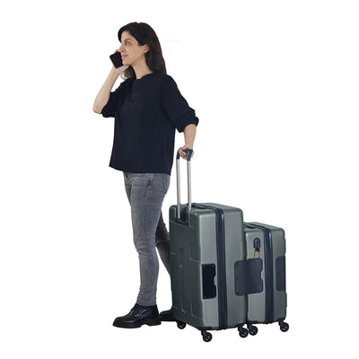TACH V3 Connectable 2 Piece Hard Shell Suitcase Luggage Set with Spinners, Grey - VMInnovations
