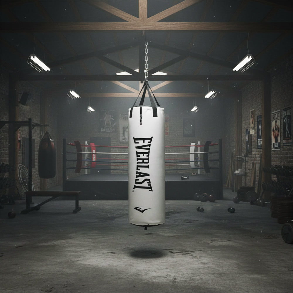 Everlast Elite 2 Nevatear 80lb Heavy Punching Bag w/Dual Hanging Strap, White - VMInnovations