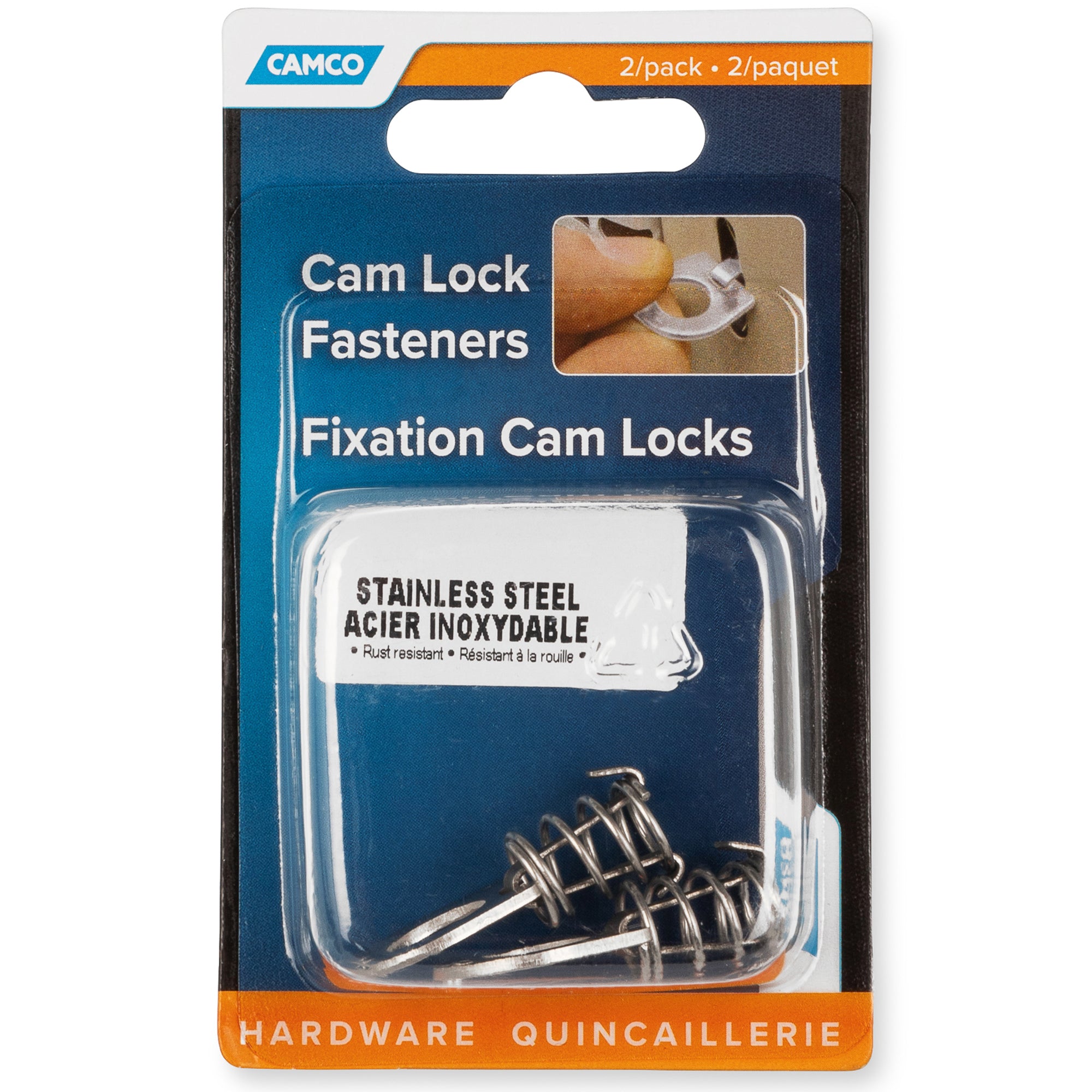 Camco Stainless Steel Bilingual Cam Lock for Water Heater Door Latch, Silver - VMInnovations