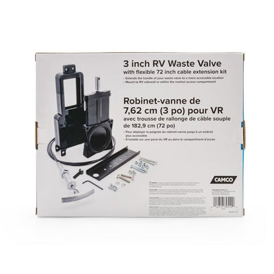 Camco 3" RV Waste Valve w/72" Cable Kit, Sidewall/Compartment Mount (Open Box)