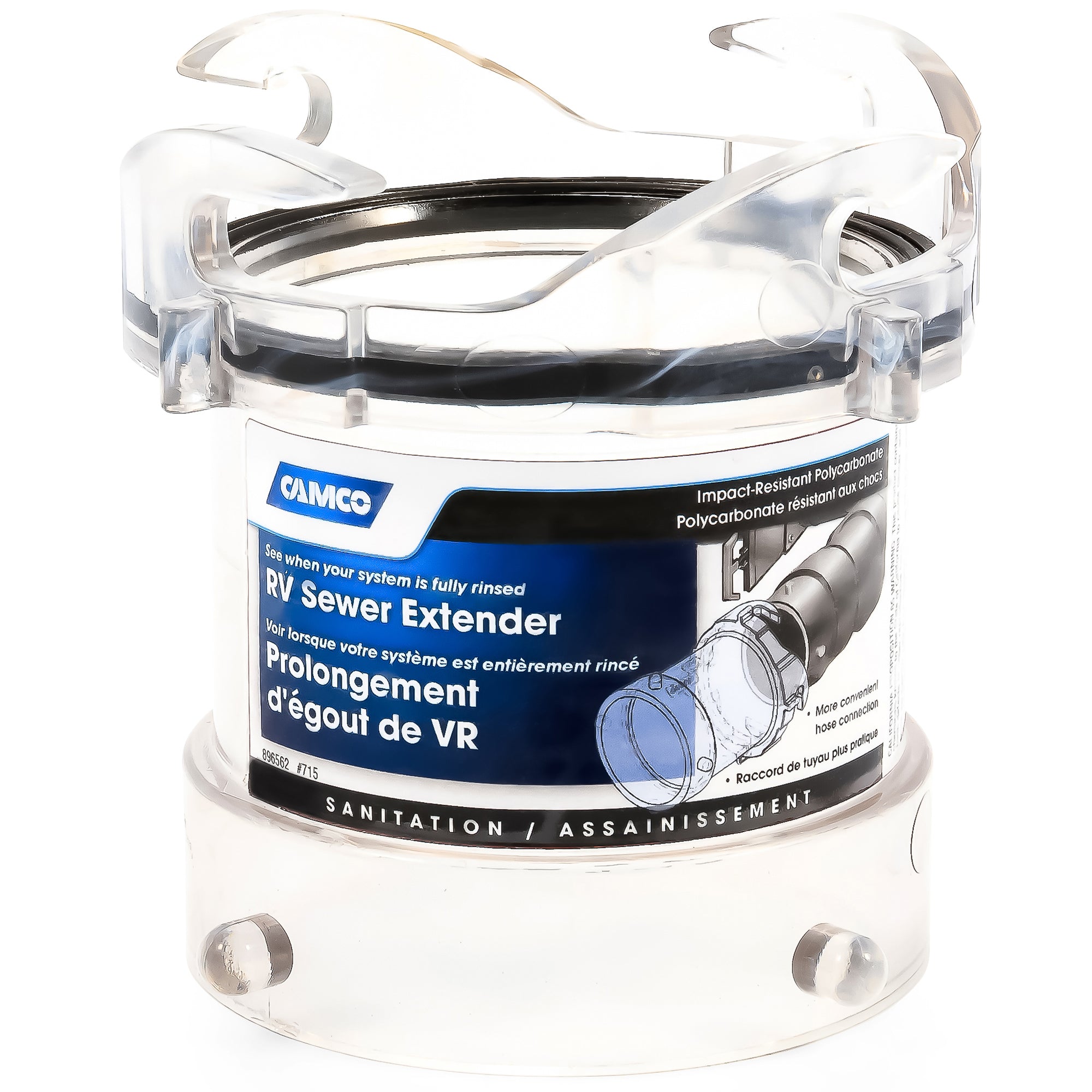 Camco 3.5" Non-Restrictive RV Sewer Hose Outlet Extender, Clear Plastic Adapter - VMInnovations