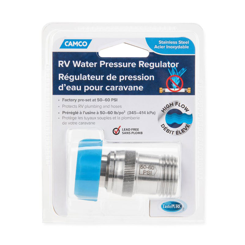 Camco 40054 50 to 60 PSI RV Durable Stainless Steel Water Pressure Regulator