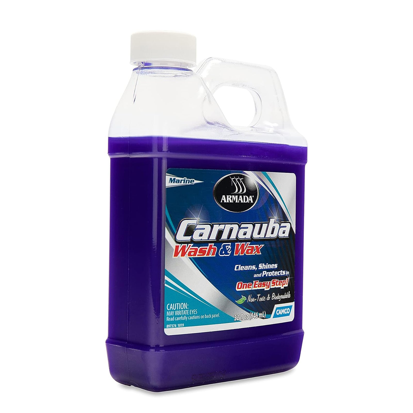Camco Armada 32 fl oz Carnauba Wash and Wax Premium Liquid RV Boat Soap Wax - VMInnovations