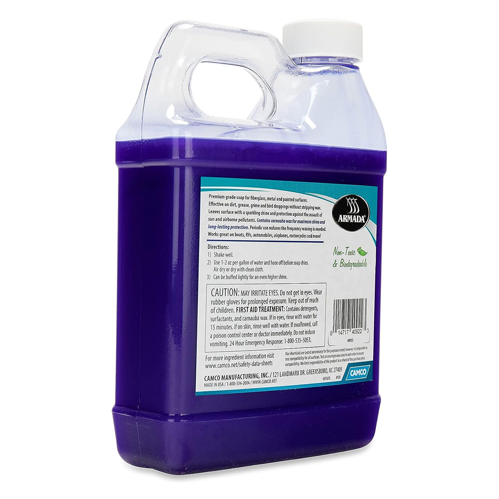 Camco Armada 32 fl oz Carnauba Wash and Wax Premium Liquid RV Boat Soap Wax - VMInnovations