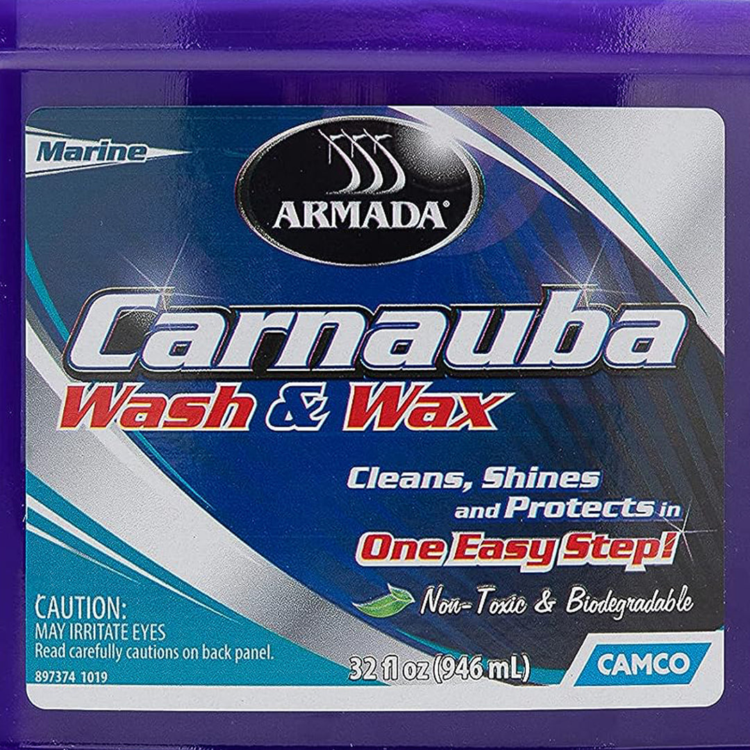 Camco Armada 32 fl oz Carnauba Wash and Wax Premium Liquid RV Boat Soap Wax