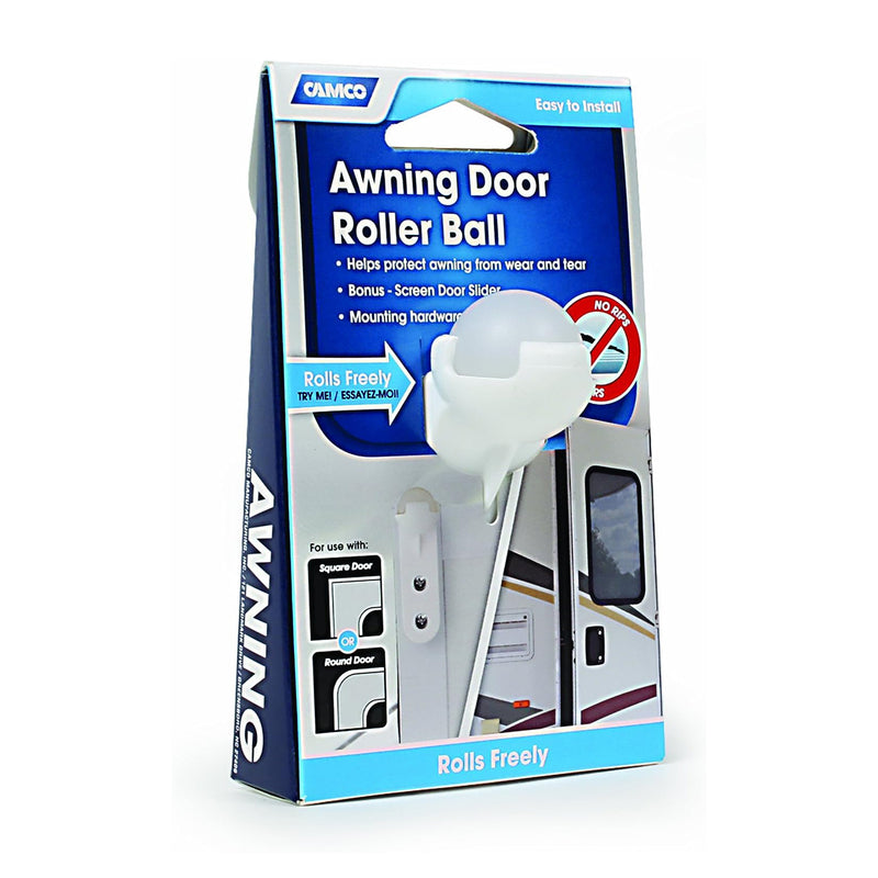 Camco Door Roller Ball w/Screen Door Slider & Mounting Hardware, White(Open Box)