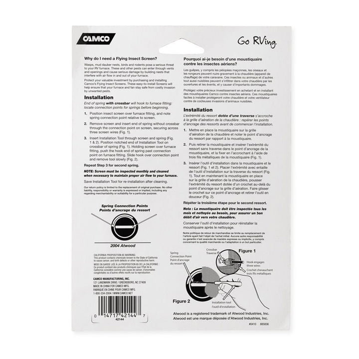 Camco Flying Insect Screen for RVs, Fits Atwood Hydroflame Furnaces (Open Box) - VMInnovations