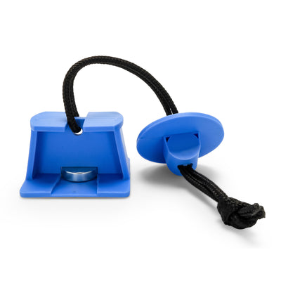 Camco Adjustable Universal RV Fridge Door Block Accessory with Drawstring, Blue - VMInnovations