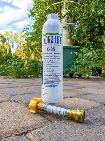 Camco Hydro Life Hydroponics C85 Inline Water Filter w/ Flexible Hose Protector