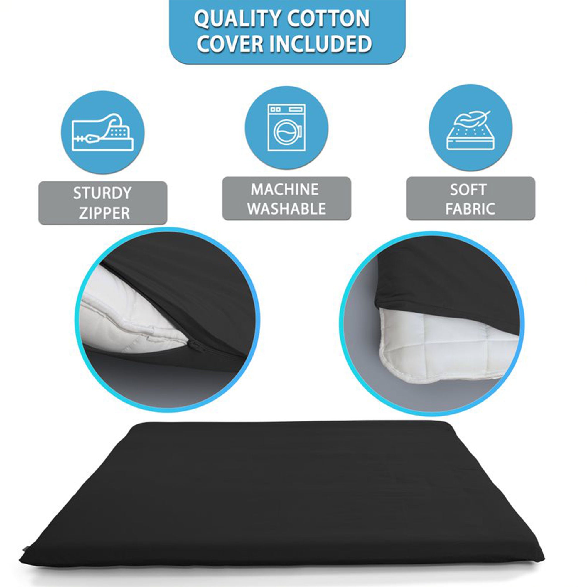 Native Nest Med Firm Mattress Pad Queen Sized Comfortable Floor Bed, Black(Used) - VMInnovations