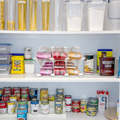 FIFO Countertop Mini Can Tracker Holds 30 10 to 24 Oz Can Sizes, USA Made, White - VMInnovations