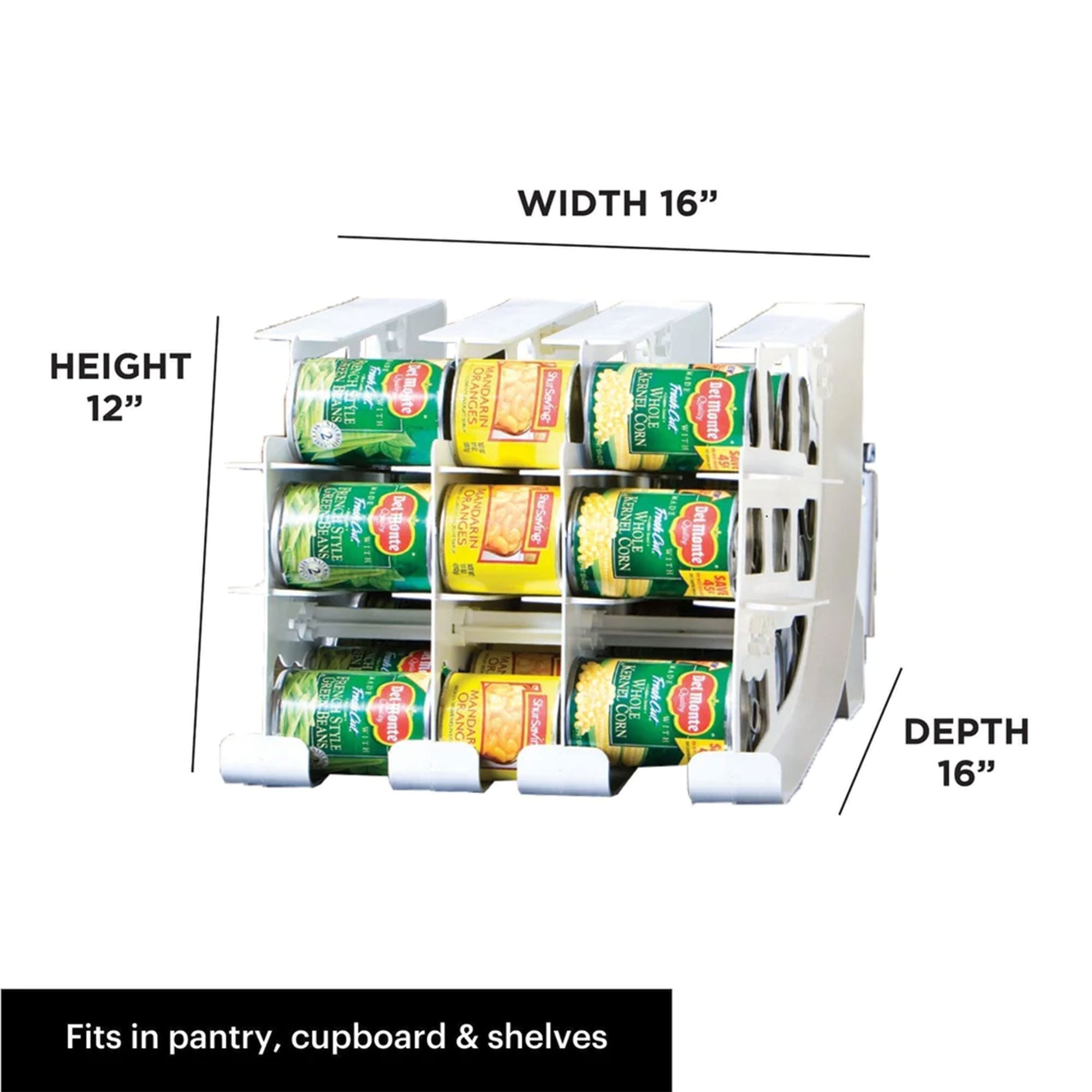 FIFO Can Tracker Hold Up To 54 Standard 10 to 15 Oz Can Sizes, White (For Parts) - VMInnovations