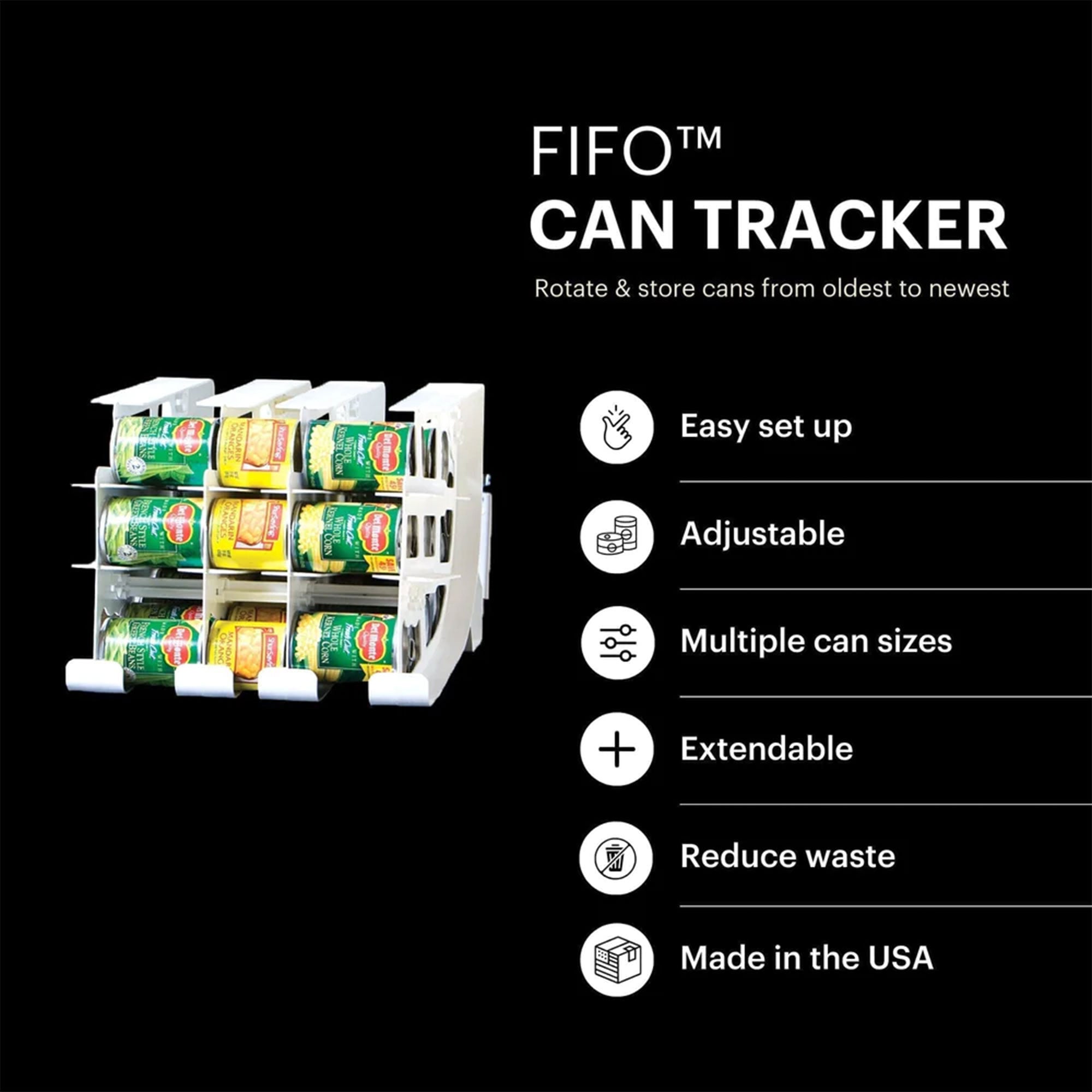 FIFO Can Tracker Hold Up To 54 Standard 10 to 15 Oz Can Sizes, White (For Parts) - VMInnovations