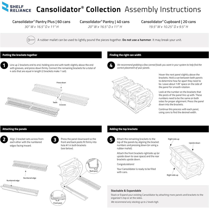 Shelf Reliance Cansolidator Holds 20 Cans w/Rotation & Adjustable System (Used)