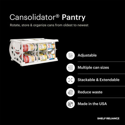 Shelf Reliance Cansolidator Rotational & Adjustable 40 Can Holder(Open Box) - VMInnovations
