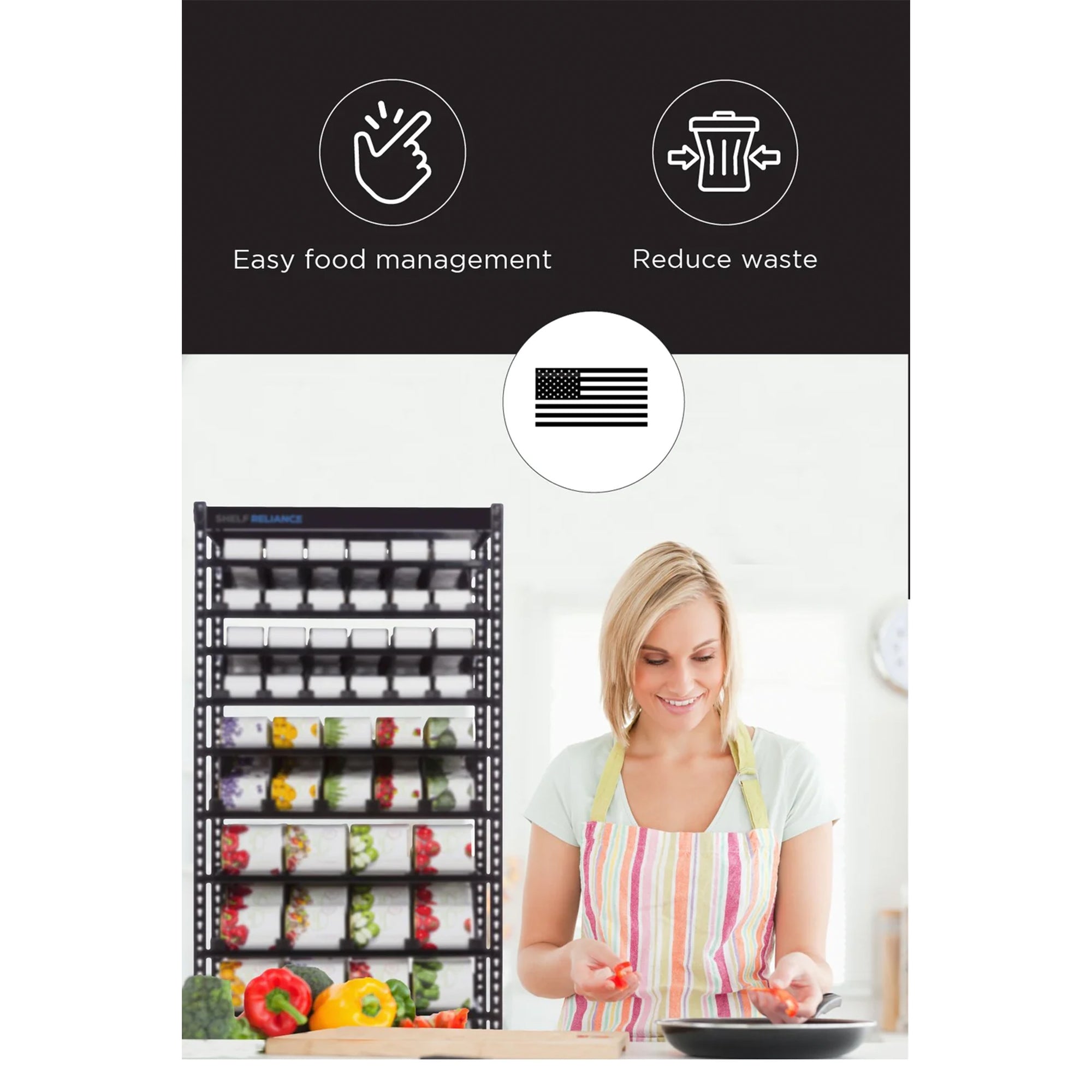 Shelf Reliance Maximizer Large Can Rotation Organizer, Up To 112 Cans (Open Box) - VMInnovations