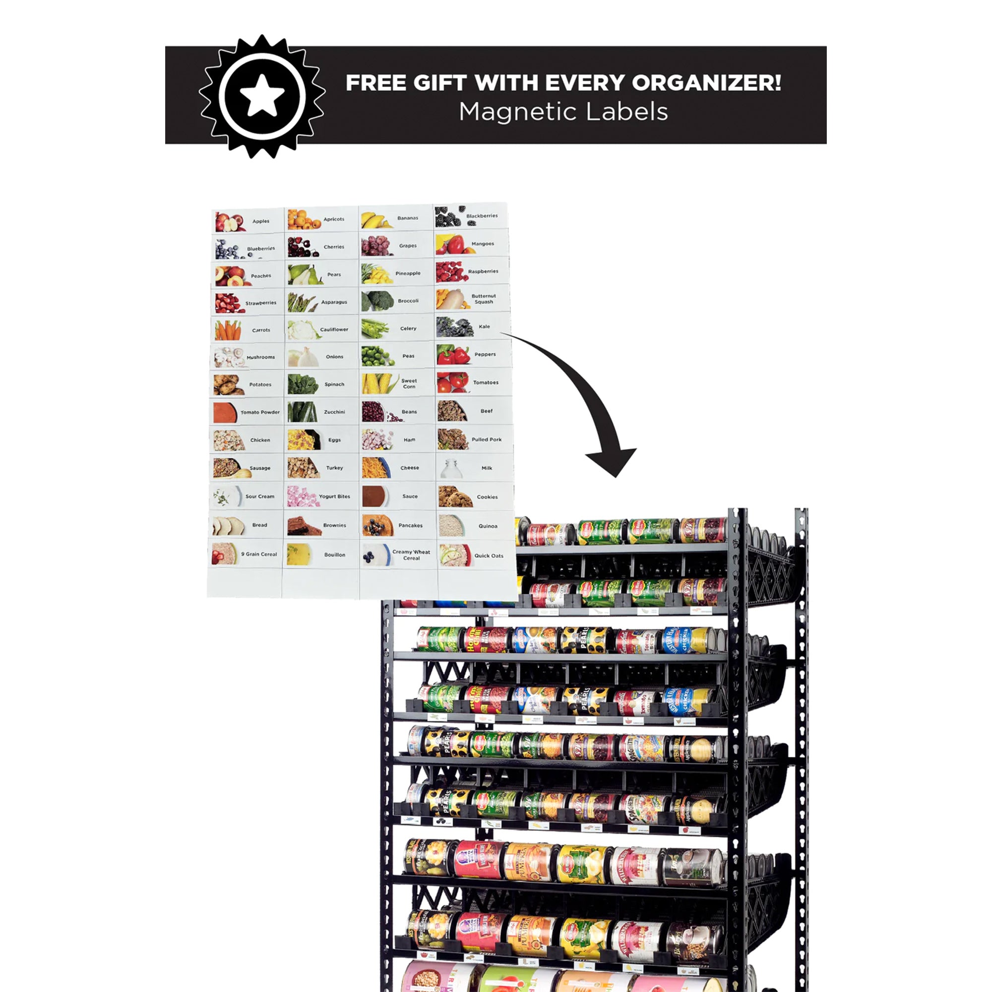 Shelf Reliance Maximizer Variety Can Rotation Organizer Holds Up To 300 Cans - VMInnovations
