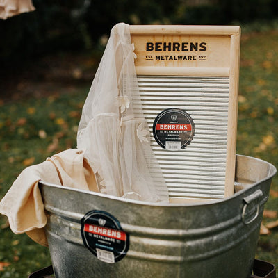 Behrens Galvanized Steel/Wood Washboard Clothes Washing Machine, Large(Open Box) - VMInnovations