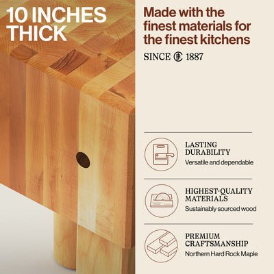 John Boos AB Series Square Wood Butcher Block Prep Table, 18" x 18", Maple - VMInnovations