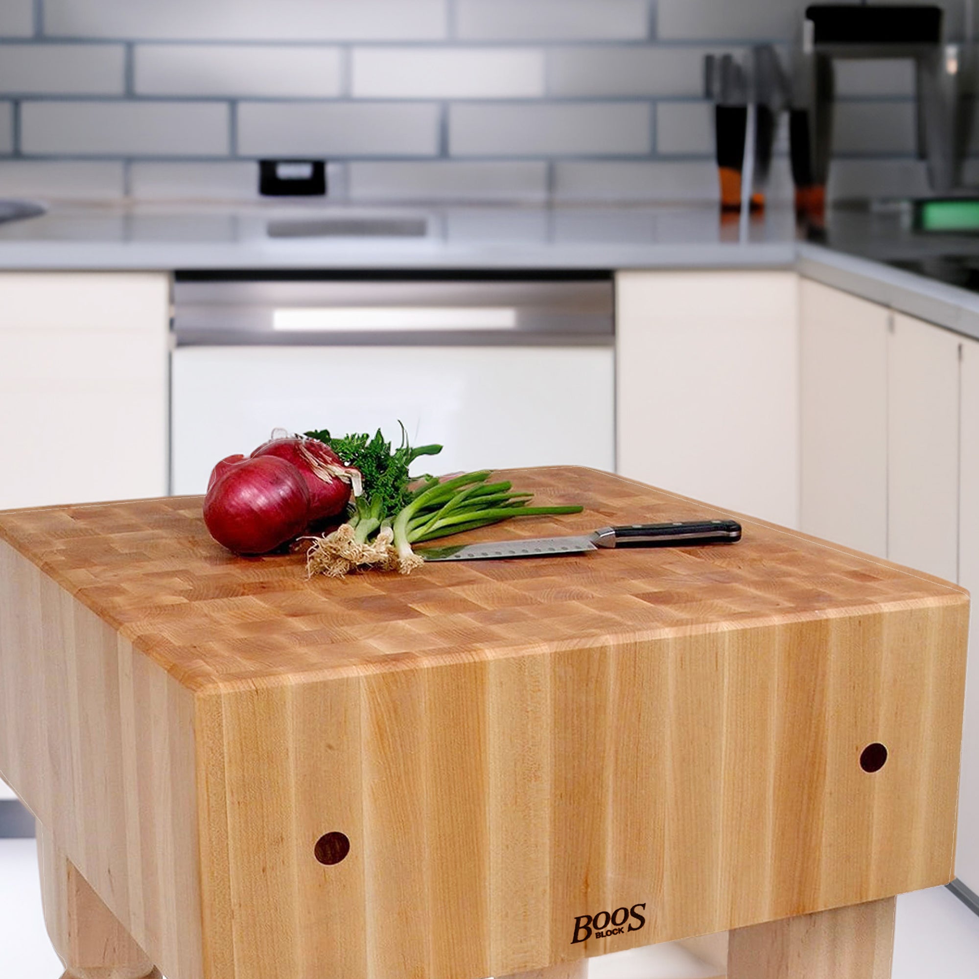 John Boos AB Series Square Wood Butcher Block Prep Table, 18" x 18", Maple - VMInnovations