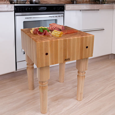 John Boos AB Series Square Wood Butcher Block Prep Table, 18" x 18", Maple - VMInnovations