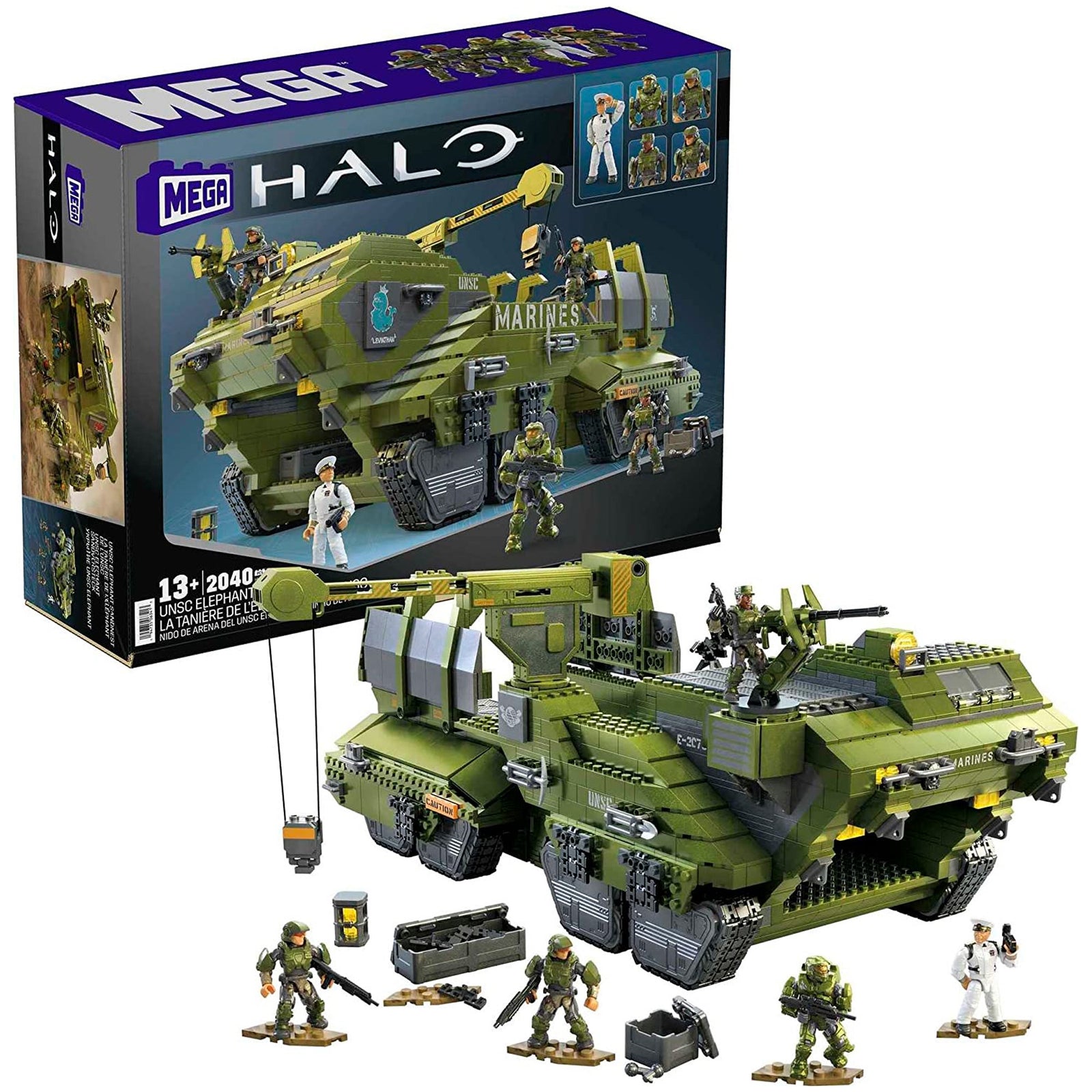 MEGA Halo UNSC Elephant Sandset Tank Building Toy Set w/ 5 Micro Action Figures - VMInnovations