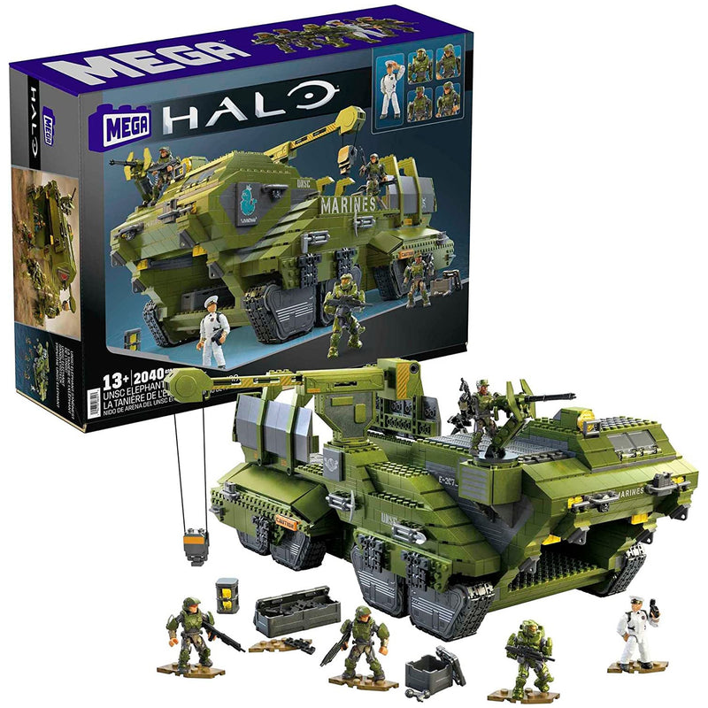 MEGA Halo UNSC Elephant Sandset Tank Building Toy Set w/ 5 Micro Action Figures