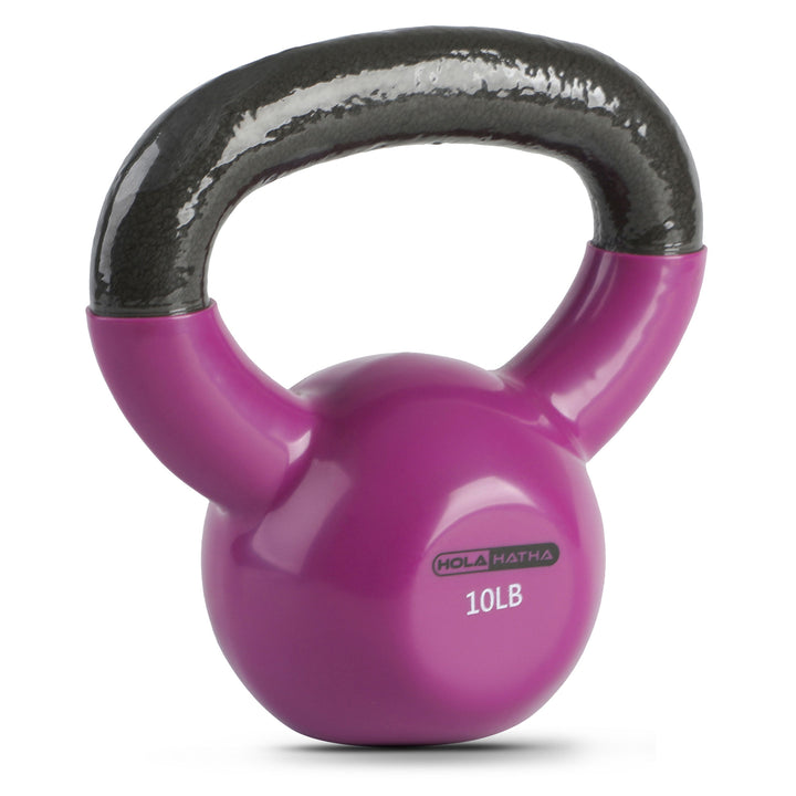 HolaHatha 10 Pound Solid Cast Iron Workout Kettlebell for Home Strength Training