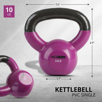 HolaHatha 10lb Solid Cast Iron Kettlebell for Home Strength Training (Open Box) - VMInnovations
