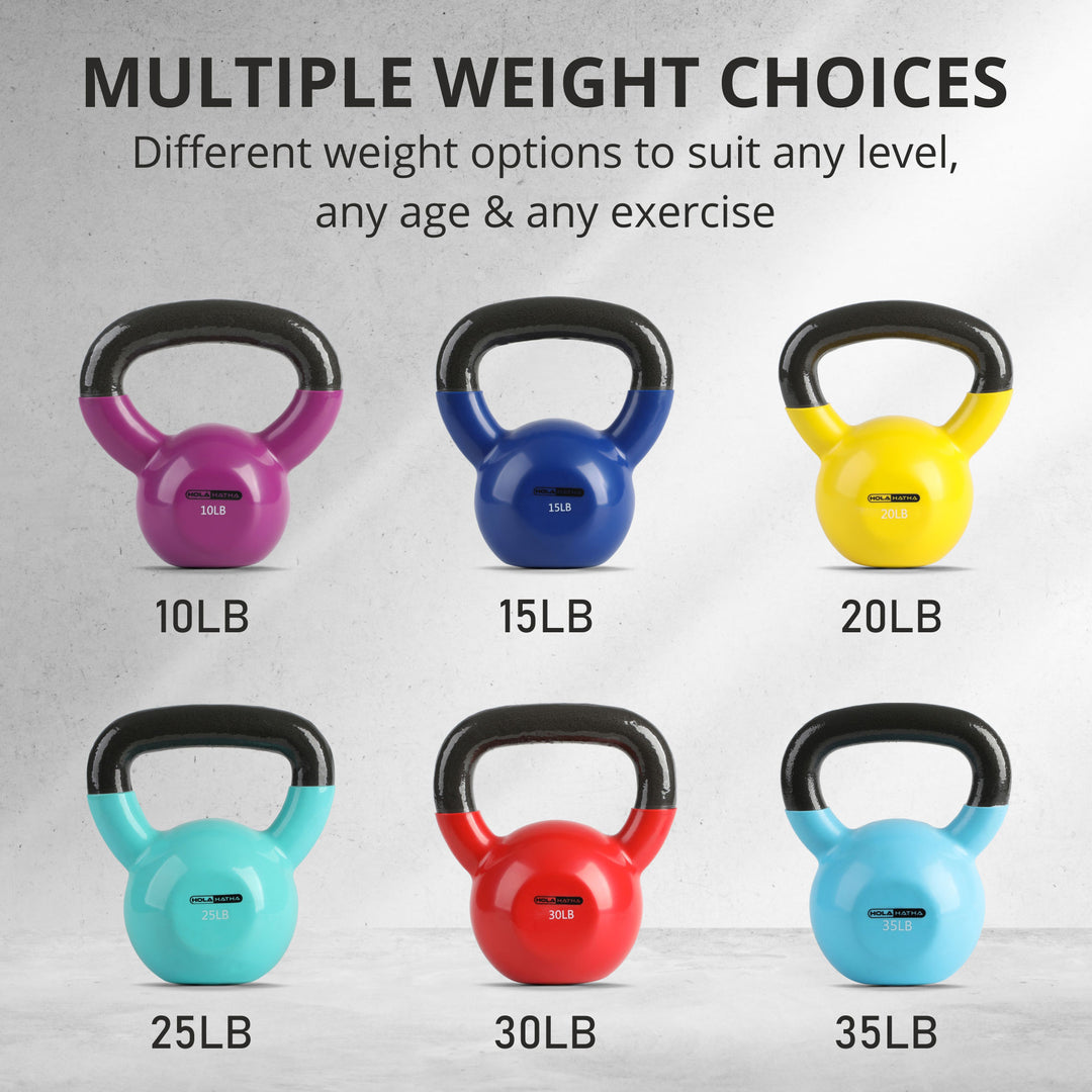 HolaHatha 10 Pound Solid Cast Iron Workout Kettlebell for Home Strength Training - VMInnovations