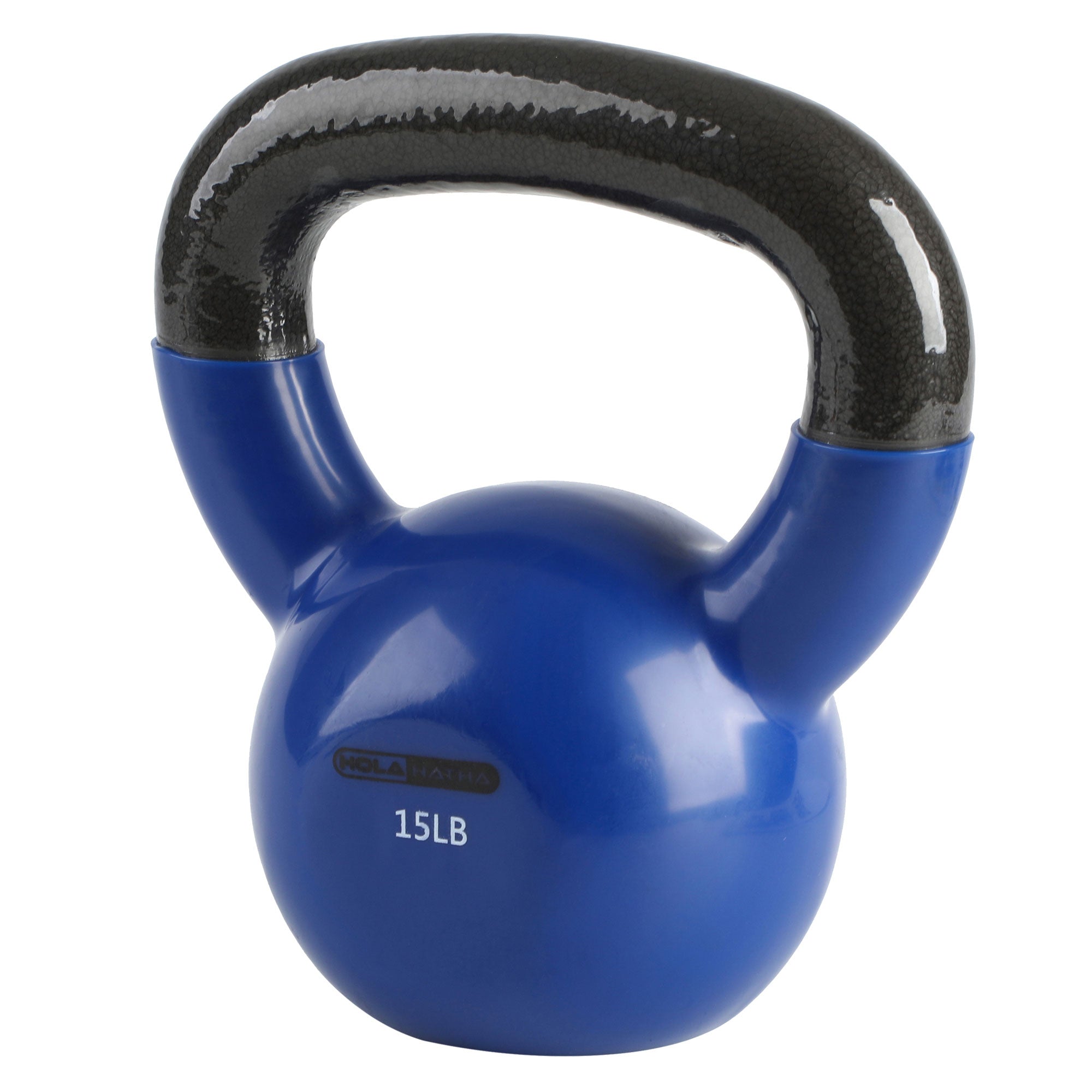 HolaHatha 15 Pound Solid Cast Iron Workout Kettlebell for Home Strength Training - VMInnovations