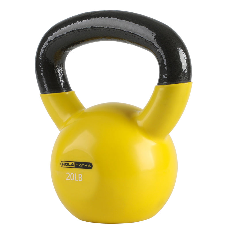 HolaHatha 20 Pound Solid Cast Iron Workout Kettlebell for Home Strength Training