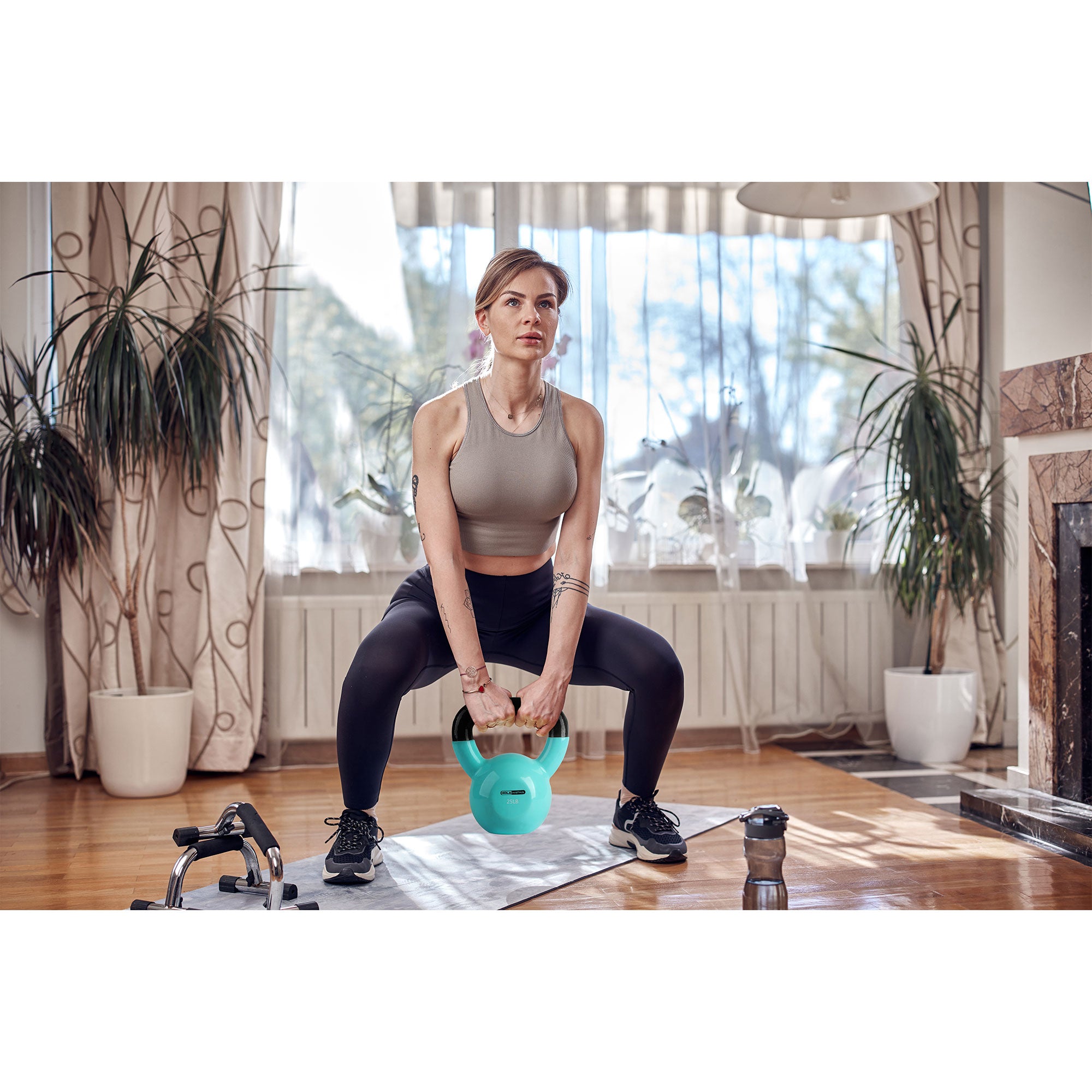 HolaHatha 25lb Solid Cast Iron Workout Kettlebell for Strength Training (Used) - VMInnovations