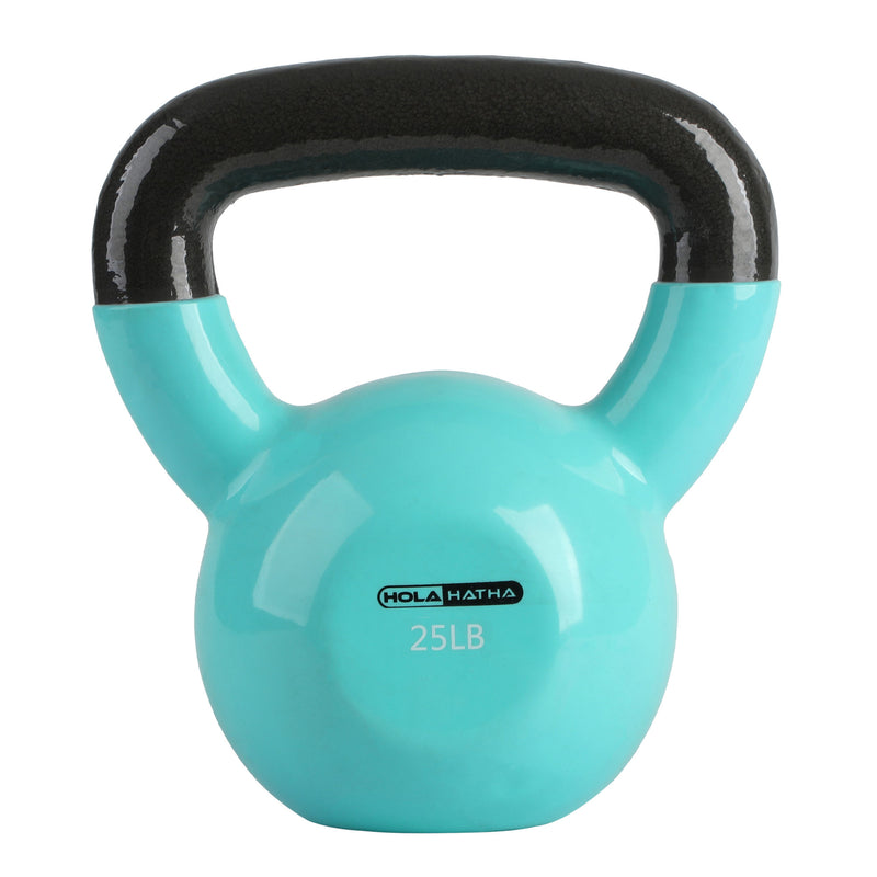 HolaHatha 25lb Solid Cast Iron Workout Kettlebell for Strength Training (Used)