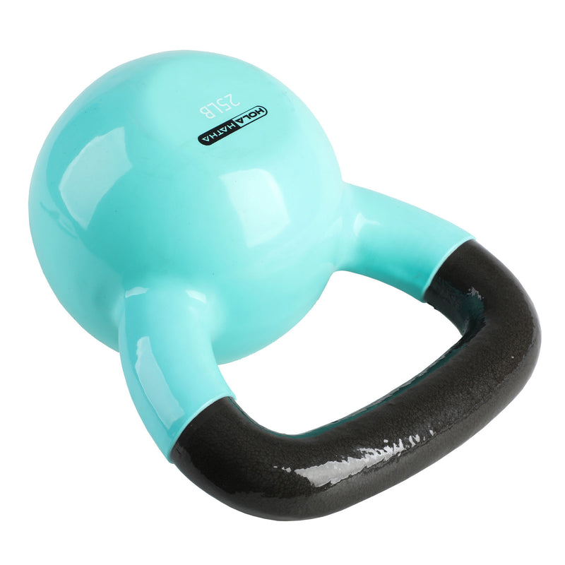 HolaHatha 25lb Solid Cast Iron Workout Kettlebell for Strength Training (Used)