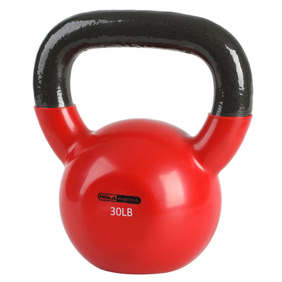 HolaHatha 30 Pound Solid Cast Iron Workout Kettlebell for Home Strength Training