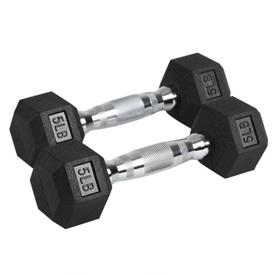 HolaHatha Iron HexCast Exercise 5lb Dumbbell Weights w/Contoured Grips(Open Box)