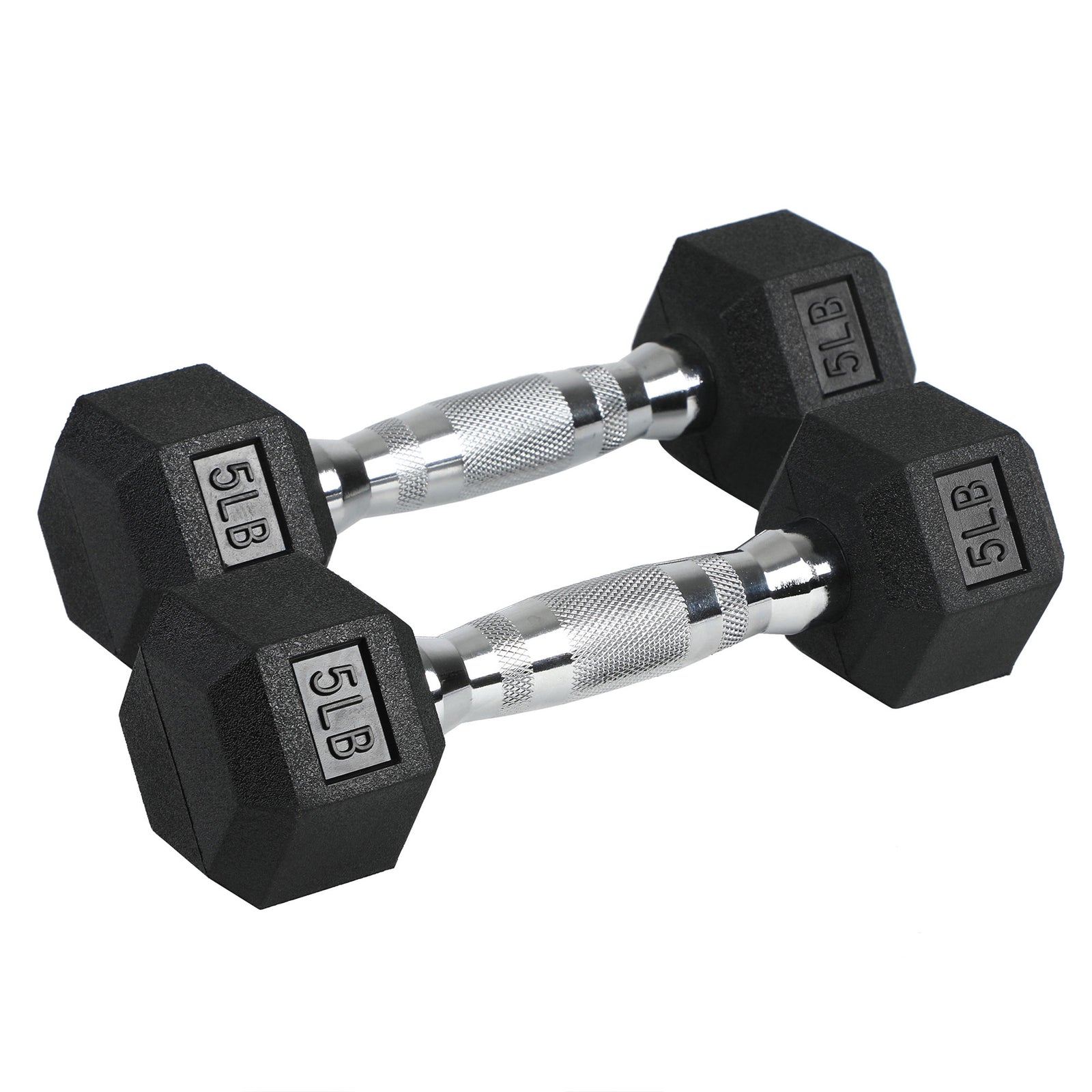 HolaHatha Iron HexCast Exercise 5lb Dumbbell Weights w/Contoured Grips(Open Box) - VMInnovations