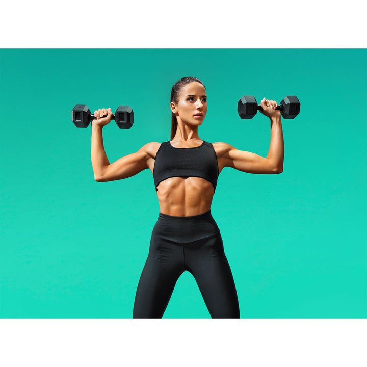 HolaHatha Iron HexCast Exercise 5lb Dumbbell Weights w/Contoured Grips(Open Box)