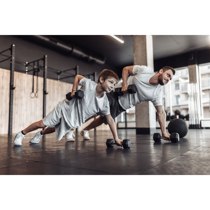 HolaHatha Iron Hexagonal Cast Exercise 5 lb Dumbbell Weights w/Contoured Grips - VMInnovations