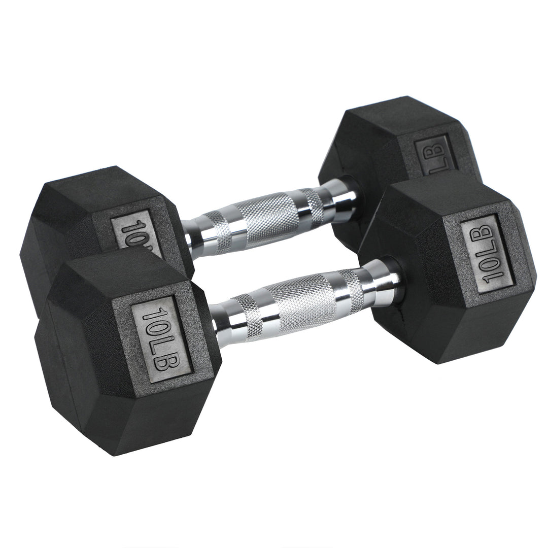 HolaHatha Iron Hexagonal Cast Home Exercise Dumbbell Free Weight, 10 Pounds