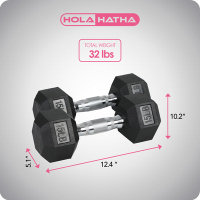 HolaHatha Iron Cast Home Exercise Dumbbell Free Weight, 15 Pounds (Open Box) - VMInnovations
