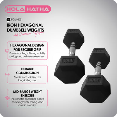 HolaHatha Iron Cast Home Exercise Dumbbell Free Weight, 15 Pounds (Open Box)