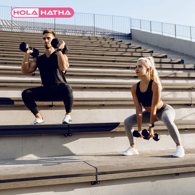 HolaHatha Iron Cast Home Exercise Dumbbell Free Weight, 15 Pounds (Open Box) - VMInnovations