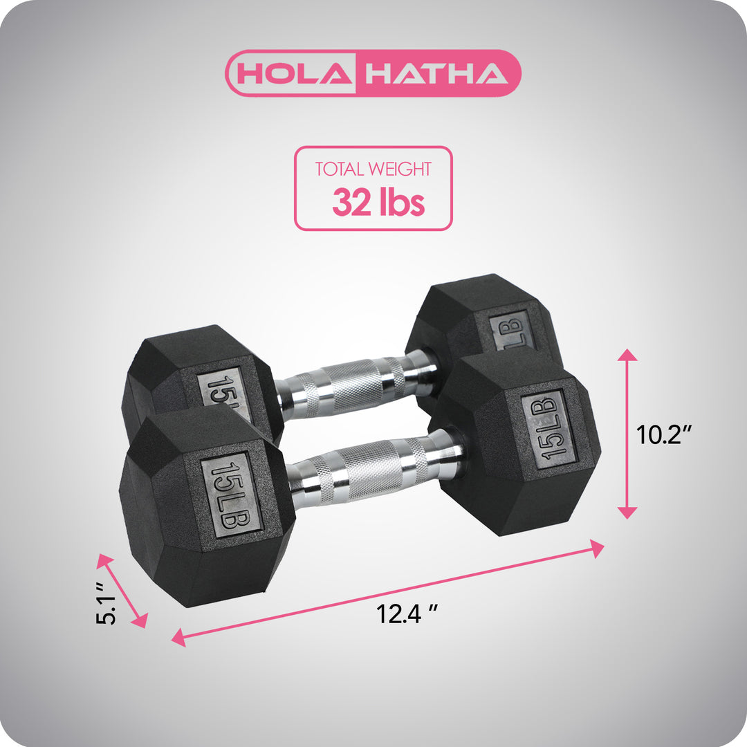 HolaHatha Iron Cast Home Exercise Dumbbell Free Weight, 15 Pounds (Open Box)