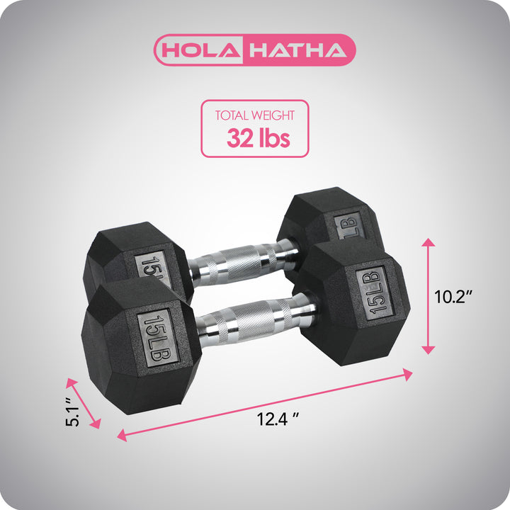 HolaHatha Iron Cast Home Exercise Dumbbell Free Weight, 15 Pounds (Open Box)