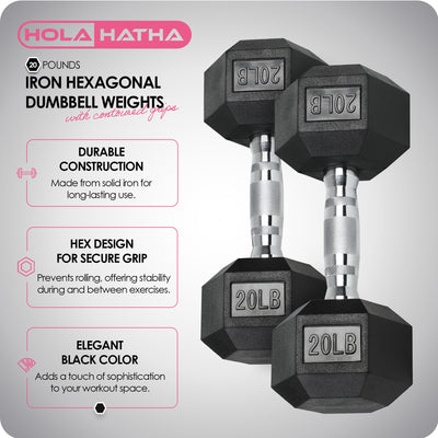 HolaHatha Iron Hex Cast Home Exercise Dumbbell Free Weight, 20 Pounds (Used) - VMInnovations