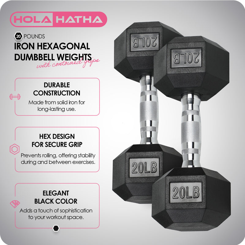 HolaHatha Iron Hex Cast Home Exercise Dumbbell Free Weight, 20 Pounds (Used)